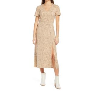 Wayf X Bff Alexa Tan Cheetah Midi Dress Size 2X